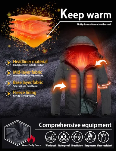Vista 5 de GEMYSE Men's Mountain Waterproof Ski Snow Jacket Winter Windproof Rain Jacket