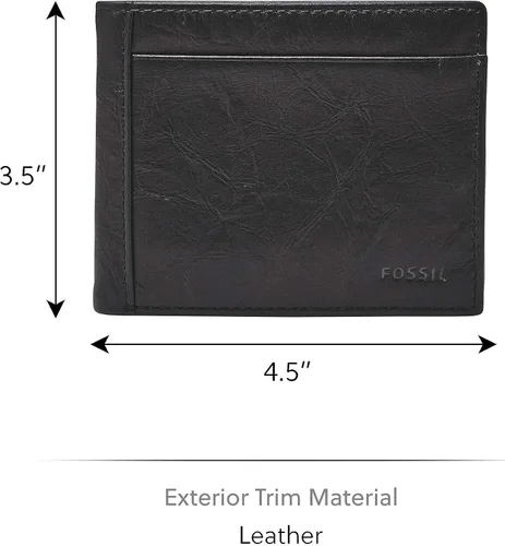 Vista 14 de Fossil Billetera plegable de cuero para hombre con ventana de identificación abatible para hombres