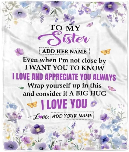 Vista 8 de Manta personalizada con texto en inglés «To My Sister from Sister Wood» No Matter Where Life Takes Us Soul Sister cumpleaños, Navidad, graduación