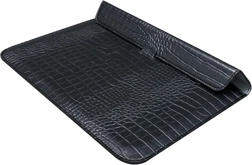 Vista 8 de Funda de cuero de cocodrilo negro para portátiles de 13-13.6