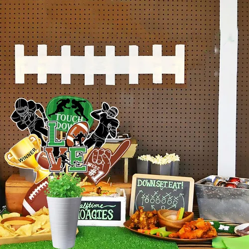 Vista 6 de 24 piezas de centros de mesa de fútbol para fiesta de fútbol, decoración de mesa de rugby para el día del juego, fútbol, touchdown, fiesta, tema