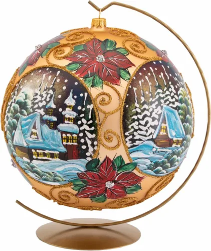 Vista 7 de Adorno de Navidad de Polish Gallery, Explosión Invernal, Bola de Vidrio Soplado (Oro, 6-pulgadas Ø/150mm)
