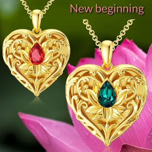 Vista 6 de SOULMEET - Collar con relicario en forma de corazón con girasol, donde se pueden guardar fotografías de personas para tenerlas cerca de ti, joyería