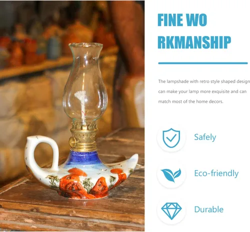 Vista 8 de Piezas de lámpara de aceite, lámpara de vidrio con capucha para chimenea de aceite de chimenea de huracán de repuesto de vidrio transparente de 3
