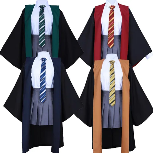 Vista 5 de Utaomld Magician Robe with Scarf Spell Wand, Wizard Cloak Halloween Christmas Witches Carnival Costumes Teens Adult Cape