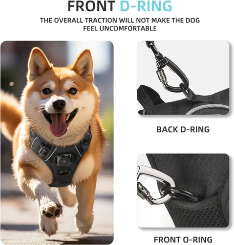 Vista 4 de AirTag - Arnés para perro, chaleco integrado para perro con soporte 100 % impermeable, arnés reflectante sin tirones y estrangulamiento para perro