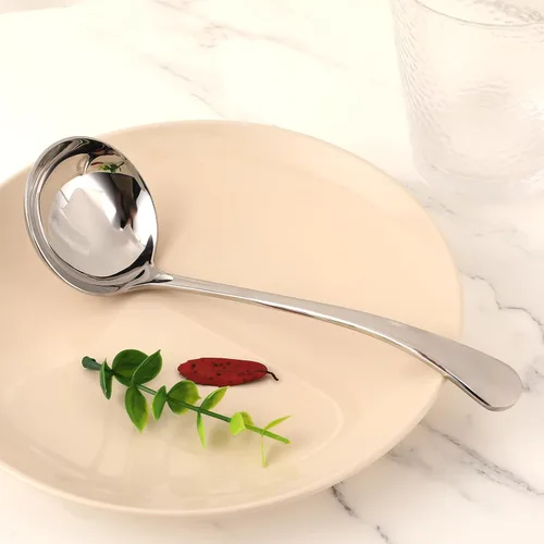 Vista 3 de Cucharón de sopa de salsa pequeño de plata de 7.9 pulgadas, cucharón pequeño para salsa, cucharones de salsa de acero inoxidable 18/10 para cucharas