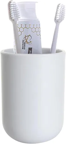 Vista 5 de Vaso para cepillo de dientes, taza de baño, soporte para cepillos de dientes, vaso de baño, plástico, 11.8 fl oz (caqui)