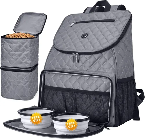 Vista 7 de BAGLHER Mochila de viaje para perros – Mochila de viaje desmontable para mascotas, bolsa para perros para viajar con 2 cuencos plegables de silicona