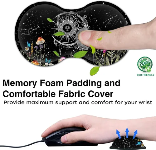 Vista 5 de Alfombrilla de escritorio, alfombrilla grande extendida para mouse con bordes cosidos (31.5 x 11.8 pulgadas), reposamuñecas ergonómico para mouse