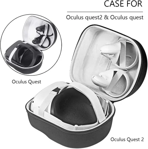 Vista 4 de MASiKEN Hard Case for VR Oculus Quest 2 Headset Controllers Carrying Case, Waterproof Portable Quest Case for Travel and Home Storage Official Elite