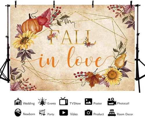 Vista 2 de AIBIIN Telón de fondo de otoño de 7 x 5 pies, para dar gracias a tu amante, rústico, boda, fotografía, fondo, mujer, novia, decoración de fiesta