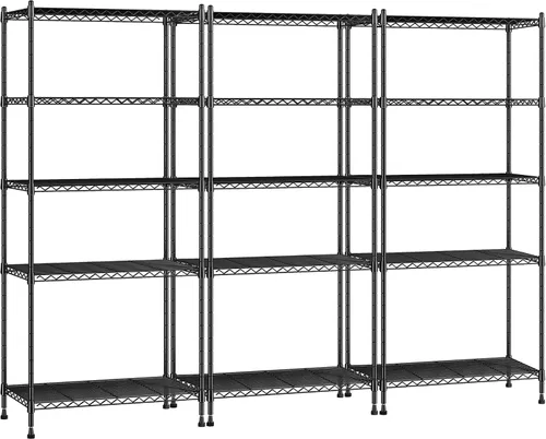 Vista 18 de Romorgniz Estante de 5 niveles de almacenamiento de 1010 libras, estantería de alambre ajustable, montaje sin herramientas, unidad de estantería