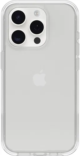 Vista 7 de OtterBox Funda para iPhone 15 Pro (solamente) de la serie Symmetry, color negro, ultra suave, compatible con carga inalámbrica, bordes elevados que