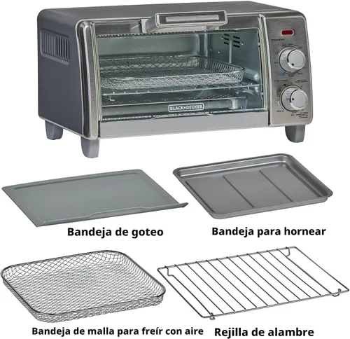 Vista 9 de BLACK+DECKER Crisp 'N Bake Air Fry - Horno tostador de convección para encimera, capacidad media, 4 rebanadas, 5 en 1, se adapta a pizza de 9