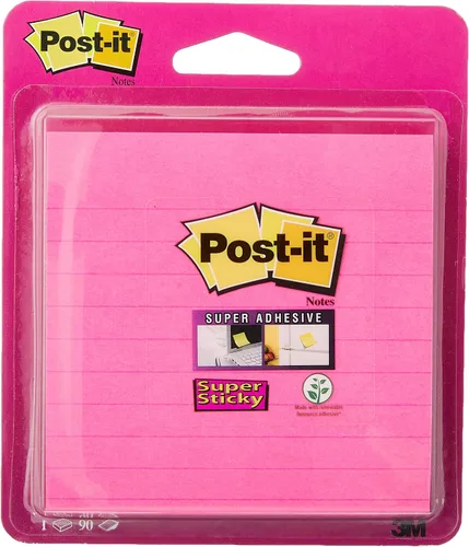 Vista 2 de Post-it Notas grandes superadhesivas, forradas, 1 bloc, 3.976 in x 3.976 in, 70 hojas – Notas extra adhesivas para paredes, monitores y nevera