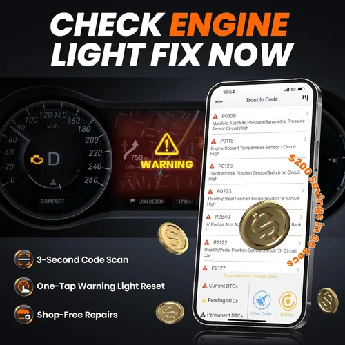 Vista 5 de ANCEL AD310BT Escáner OBD2 Bluetooth (Actualizado) - Lector de códigos del motor, escáner automotriz con aplicación premium para iOS y Android