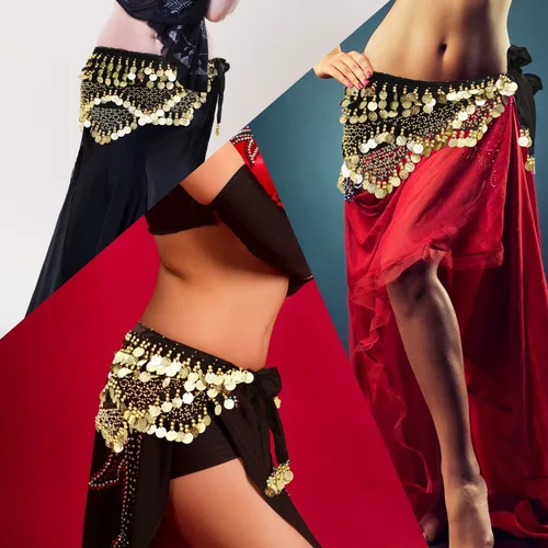 Vista 3 de Accesorios de disfraz gitano para mujer, pulsera de arnés y bufanda de cadera para Halloween, talla única