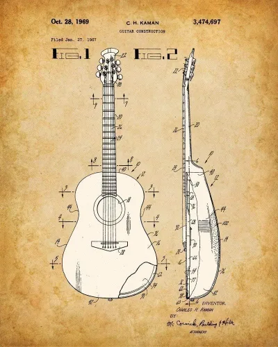 Vista 3 de Juego de cuatro fotos (8 x 10) pósteres de guitarra acústica, imágenes de pared de guitarra, gran póster de regalo para guitarristas, músicos, salas