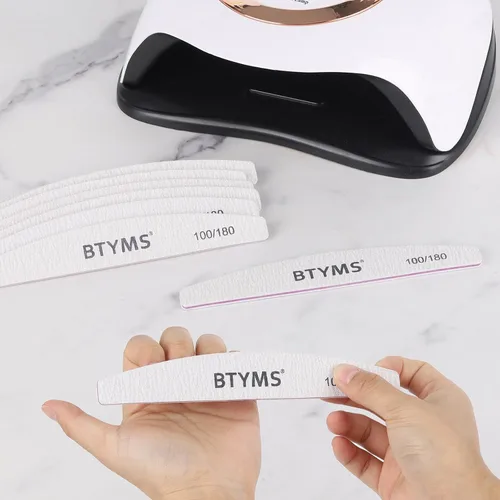 Vista 7 de BTYMS 10 piezas de limas de uñas de grano 100/180 - Tablas de esmeril de doble cara para uñas acrílicas, de gel y naturales
