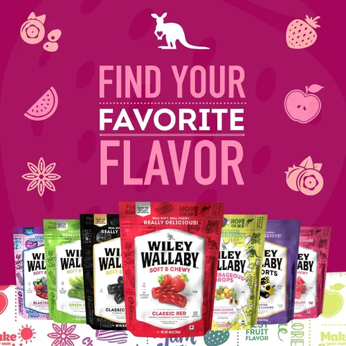 Vista 7 de Wiley Wallaby Dulces de regaliz gourmet de 5.5 onzas de sabor australiano suave y masticable, sin gluten, sabor australiano (5.5 onzas