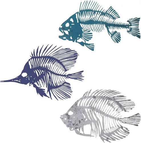 Vista 7 de Zhengmy - 3 piezas de metal para decoración de pared de pesca, diseño de hueso de pescado rústico, estilo náutico, para interiores, exteriores, Negro