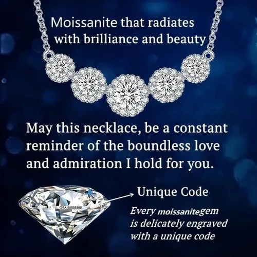 Vista 5 de Smile Pendant Necklace for Women Moissanite Lab-Created Gem Jewelry for Women I Love You Wedding Anniversary Birthday Christmas Valentine