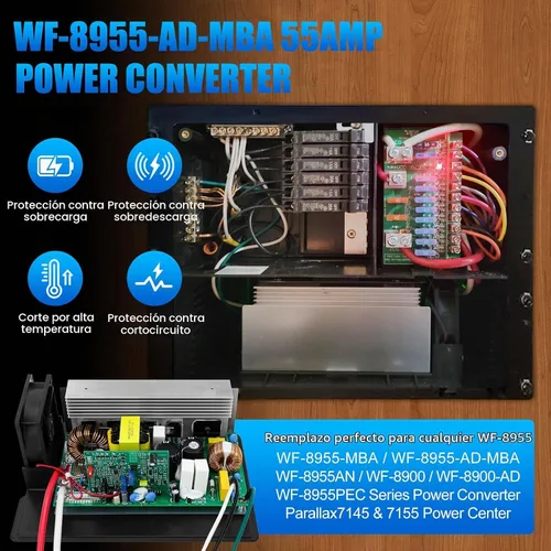 Vista 6 de Convertidor de potencia Wf-8955an actualizado con reconocimiento de plomo ácido y baterías de litio, convertidor Rv Wf-8955-Ad-Mba de 55 amperios