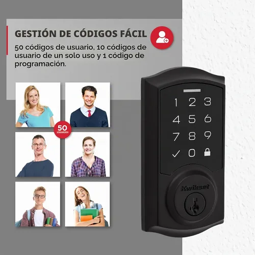 Vista 7 de Kwikset SmartCode 270 - Cerradura de puerta con teclado táctil electrónico sin llave y cerradura de seguridad con auto-bloqueo, códigos de usuario