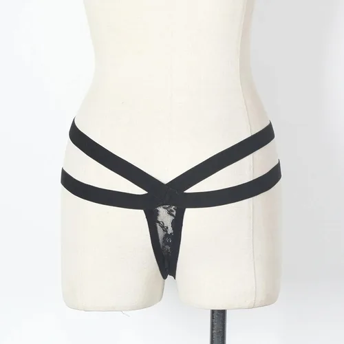 Vista 4 de Tanga sexy para mujer, traviesa para sexo, bragas con tiras recortadas en T, ropa interior con arneses de bondage, lencería atrevida