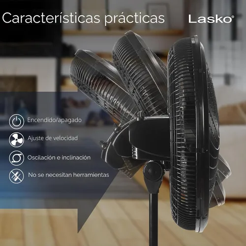 Vista 5 de Pedestal Ventilador, ajustable, Negro, 18-pulgadas Lasko Productos 1827 , Plástico, Negro, 18 pulgadas