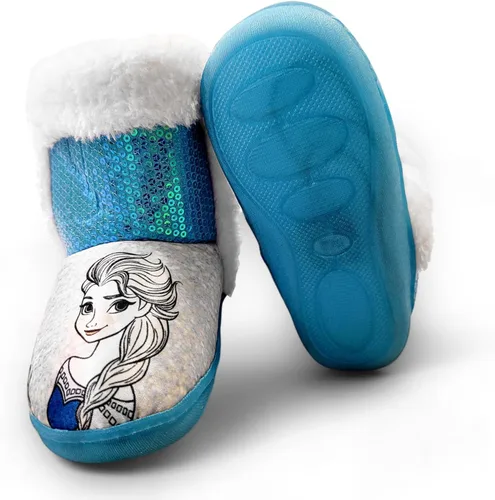 Vista 3 de Disney Frozen Anna & Elsa Blue - Pantuflas iluminadas para niña (niña)