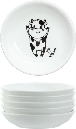 Vista 2 de Divertidos platos de cerámica con diseño de vaca y pájaro de caricatura, platos de condimentos, cuencos de sushi y soja, platos de aperitivo, platos