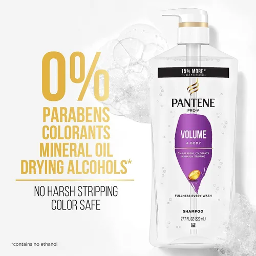 Vista 2 de Pantene Set de champú, acondicionador y tratamiento capilar, volumen y cuerpo para cabello fino, seguro para cabello teñido