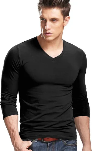Vista 5 de XUDIAN. Camiseta de manga larga para hombre, cuello redondo
