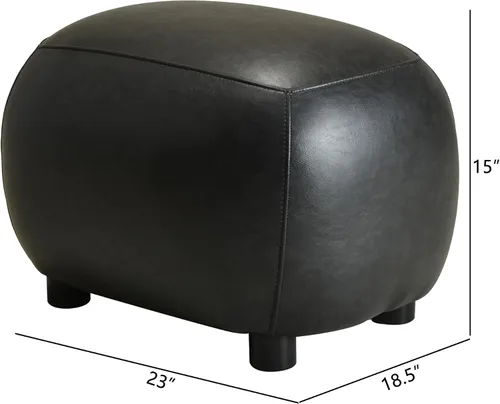 Vista 2 de KINWELL Otomana tapizada de piel sintética de 23 pulgadas de ancho, reposapiés moderno de mediados de siglo con asiento acolchado suave, reposapiés