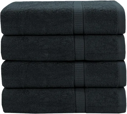 Vista 42 de GOLD TEXTILES Juego de 24 toallas de baño negras de alta absorción, multiusos, secado rápido, para piscina, gimnasio, hotel, spa
