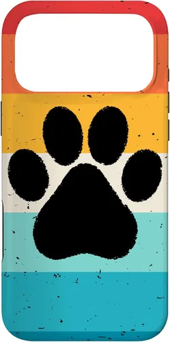 Vista 22 de iPhone 16 Gato Perro Paw Print en estilo retro Vintage Case
