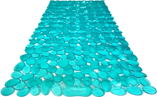 Vista 13 de Alfombra antideslizante para bañera y ducha "Pebbles" de 27 x 14 pulgadas, ovalada, no tóxica, segura, limpia, lavable a máquina, agarre y drenaje