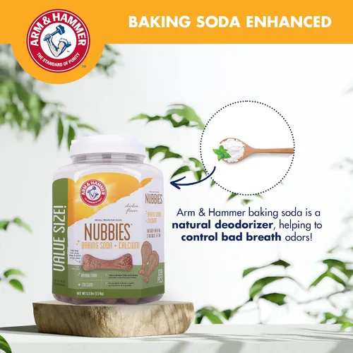 Vista 2 de Arm & Hammer for Pets Nubbies - Golosinas dentales para perros con bicarbonato de sodio y calcio, los masticables ayudan a combatir el mal aliento