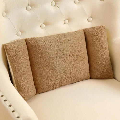 Vista 11 de Queekay - Almohada lumbar de forro polar de 3 secciones para silla de oficina, color negro Back Pillow for Back Support Comfortable Lumbar Cushion