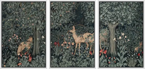 Vista 14 de MUDECOR Lienzo enmarcado para pared, juego de arte de acuarela pastel, bosque de pinos, naturaleza silvestre, ilustraciones modernas, decorativas