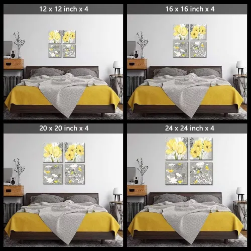 Vista 27 de Wall HDQ Arte de pared de flores para baño, dormitorio, sala de estar, decoración de pared azul y naranja, pintura floral, lienzo impreso, imagen