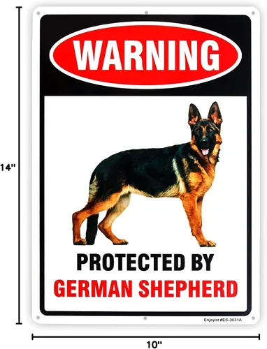 Vista 5 de Cartel de pastor alemán "Protected by German Shepherd", 14 x 10 pulgadas, aluminio libre de óxido 040, reflectante, con protección UV y resistente a