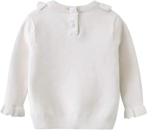 Vista 2 de Suéter de punto con cuello redondo para niñas y bebés, ropa de invierno