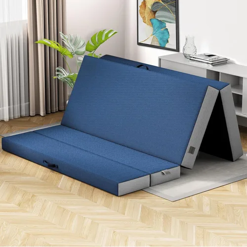 Vista 9 de Cozzzi Colchón plegable individual de 4 pulgadas para suelo y viajes con funda extraíble, colchón ligero y portátil para adultos y niños, compacto