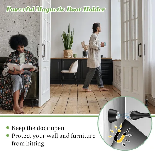 Vista 5 de Topes magnéticos para puerta, topes de puerta negros para la parte inferior de la puerta, montaje en pared, protector de pared magnético resistente
