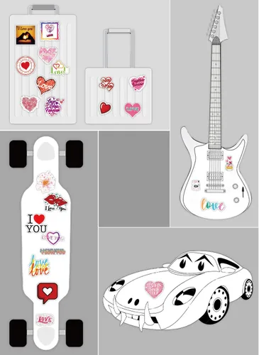 Vista 6 de Calcomanías de amor de vinilo, paquete de 50 calcomanías de amor para el día de San Valentín y calcomanías para laptop, automóvil, equipaje, botella