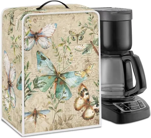 Vista 37 de DISNIMO Cubierta antipolvo para cafetera de mariposa azul, fundas para máquina de hacer café de cocina con mango superior, cubierta
