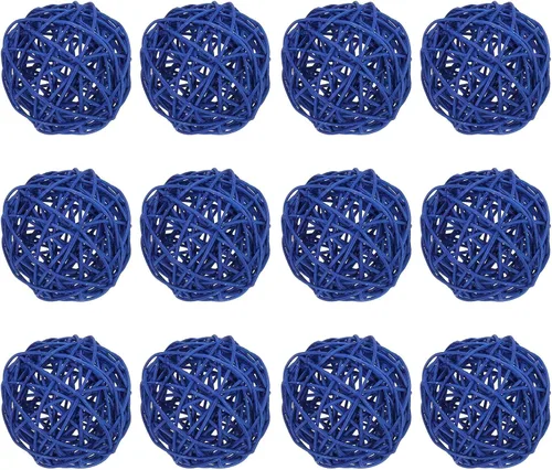 Vista 6 de MECCANIXITY 12 bolas decorativas de mimbre de ratán de 2.8 pulgadas para rellenos de jarrones, bodas, jardines, fiestas de pasillo, color negro